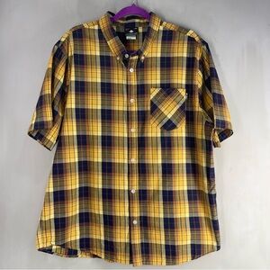LRG Lifted Research Group Mens XL Button-up shirt Yellow and Blue Plaid Shirt